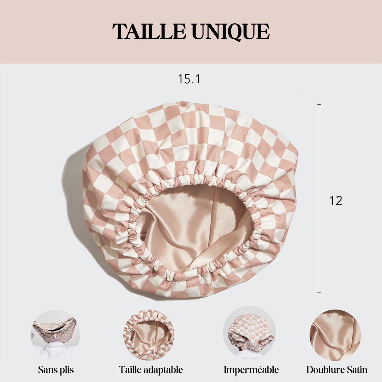 Bonnet de douche imperméable doublé de satin AndriaBreathe™