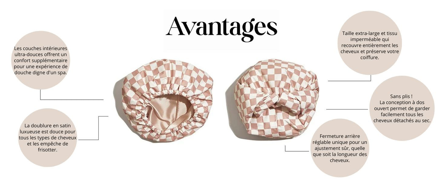 Bonnet de douche imperméable doublé de satin AndriaBreathe™