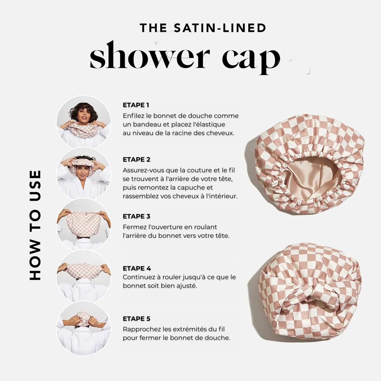 Bonnet de douche imperméable doublé de satin AndriaBreathe™