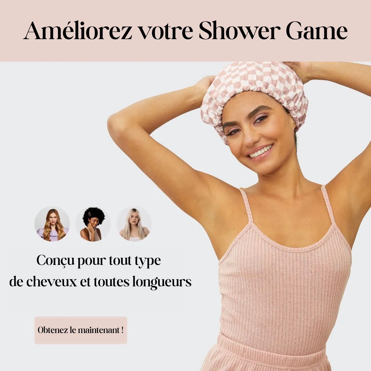 Bonnet de douche imperméable doublé de satin AndriaBreathe™